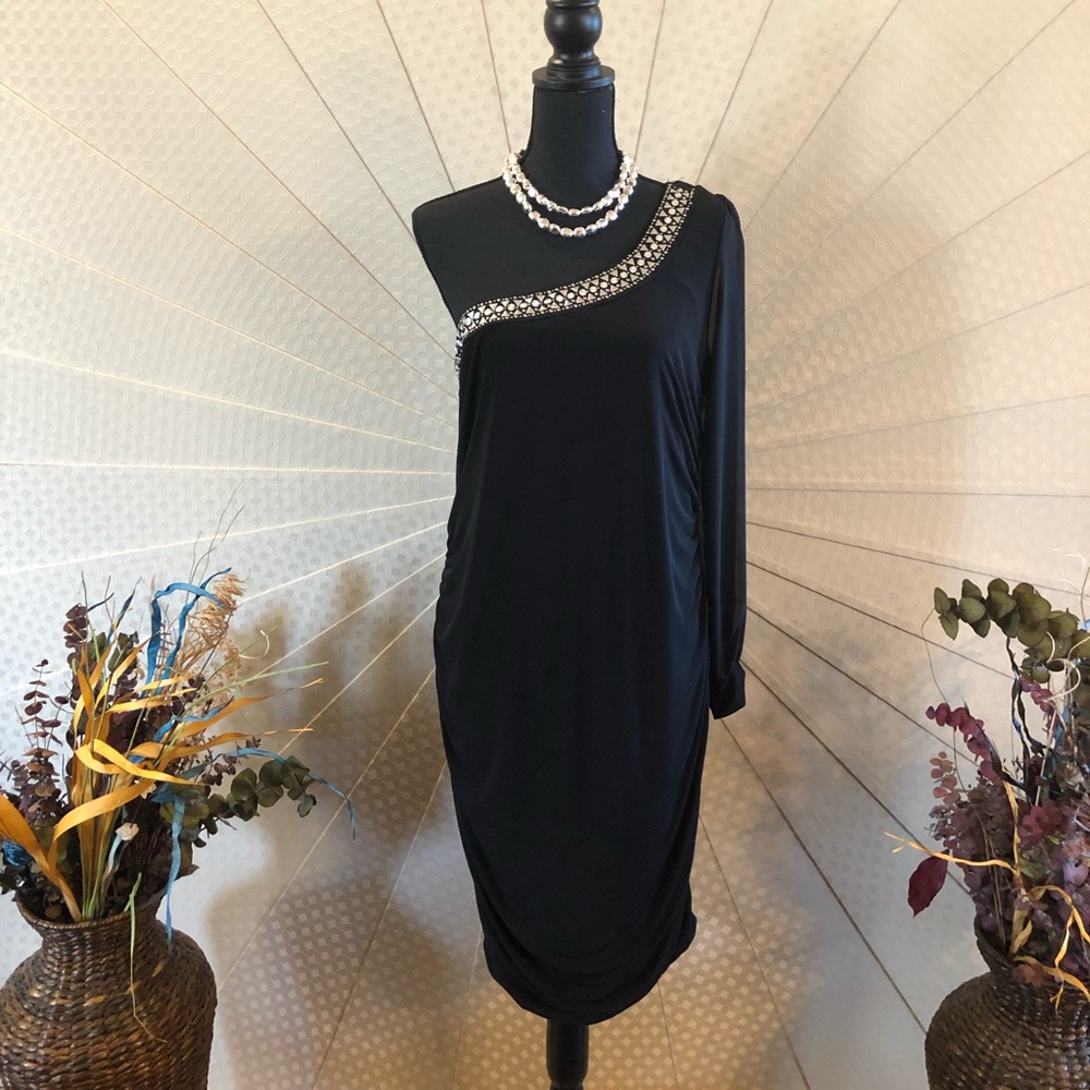 Black cocktail dress with silver studding 2x NWT